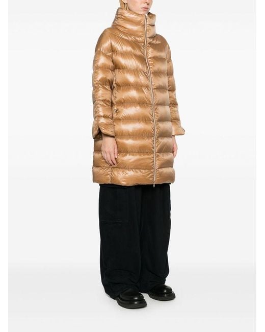 Herno Natural Lightweight Camel Down Jacket With Double-Slider Closure