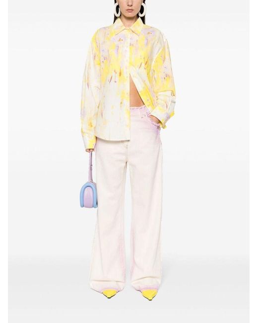 | Camicia in cotone con stampa a fiori | female | GIALLO | 44 di MSGM in Yellow