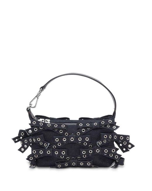 Borsa Tote Butterfly Piccola di Ganni in Blue