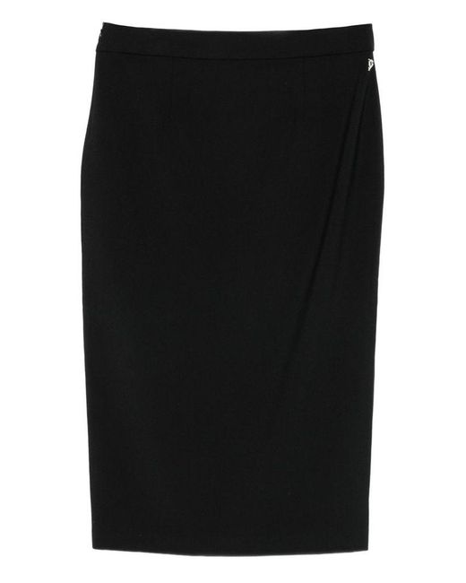 Dondup Black Midi Skirt With Side Slit