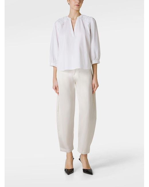 | Blusa in cotone stretch con fiori applicati | female | BIANCO | 46 di Twin Set in White