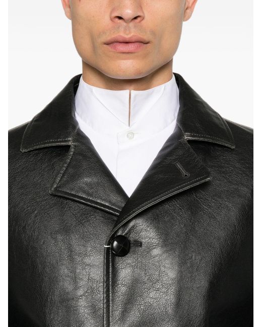 Giacca Effetto Pelle Con Rever Dal Design Contemporaneo di MM6 by Maison Margiela in Black da Uomo