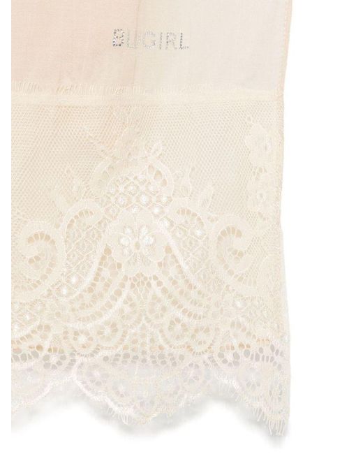 Foulard Con Pizzo E Logo di Blugirl Blumarine in Natural