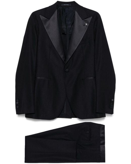 Tagliatore Black Virgin Wool Single-Breasted Suit for men