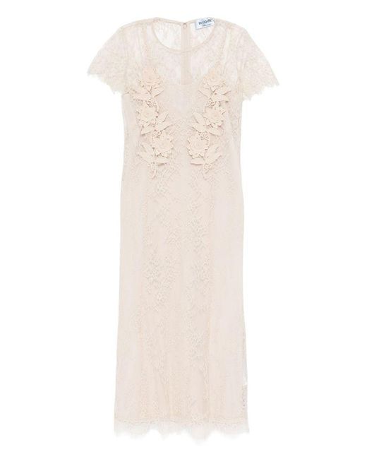 Blugirl Blumarine White Midi Dress With Lace