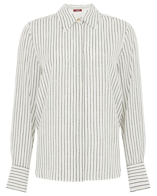 Camicia 'Lama' Bianca A Righe di Max Mara in White