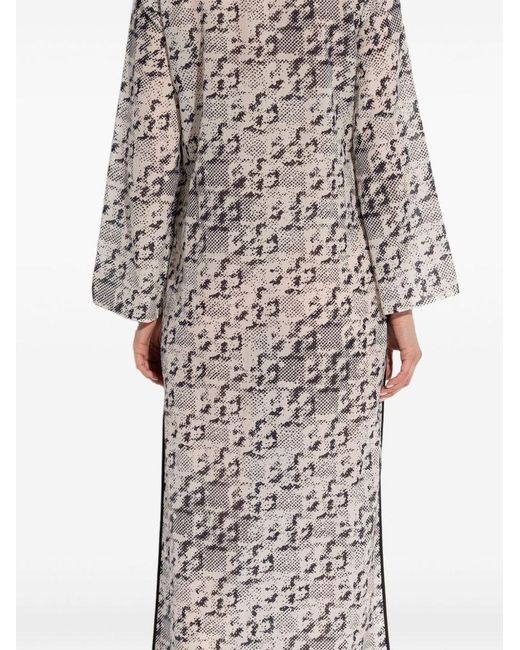 ダウンジャケット・コート Tory Burch Silk Blend Long Caftan With High Collar Tory Burch Ivory Silk Blended Caftan in White | Lyst