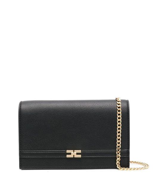 Borsa A Tracolla Nera Con Placca Logo di Elisabetta Franchi in Black