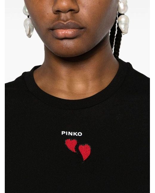 | T-shirt stampa cuori | female | NERO | XS di Pinko in Black