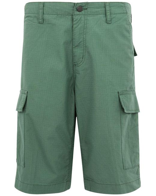 Carhartt Green Cotton Shorts With Patch Pockets for men