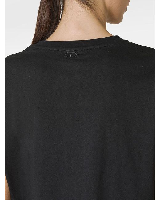 | T-shirt in cotone a taglio corto con pizzo | female | NERO | XS di Twin Set in Black