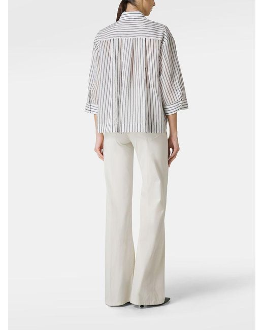 | Camicia in cotone e seta con motivo a righe | female | BIANCO | 42 di Peserico in White
