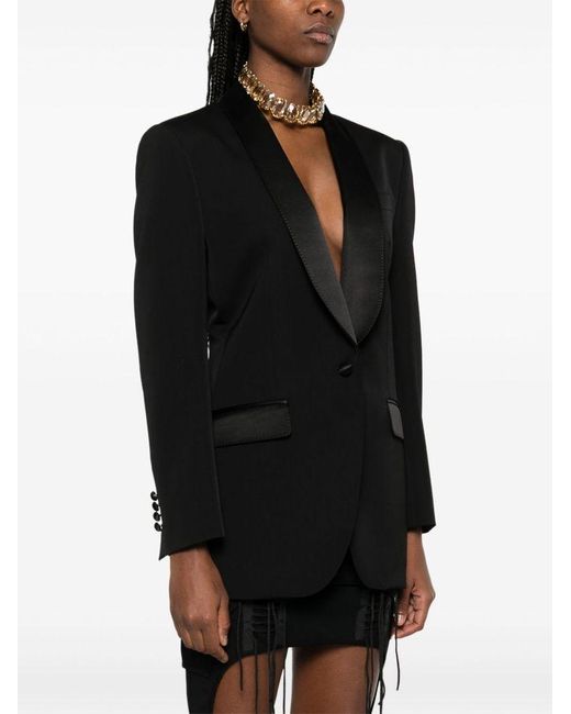 Blazer Monopetto Con Revers A Contrasto di Dolce & Gabbana in Black
