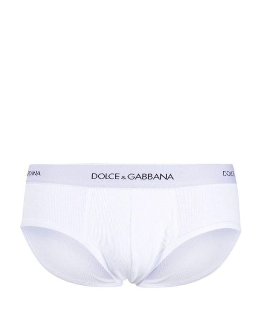 Slip con logo di Dolce & Gabbana in White da Uomo