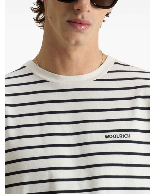 T-Shirt A Righe di Woolrich in White da Uomo