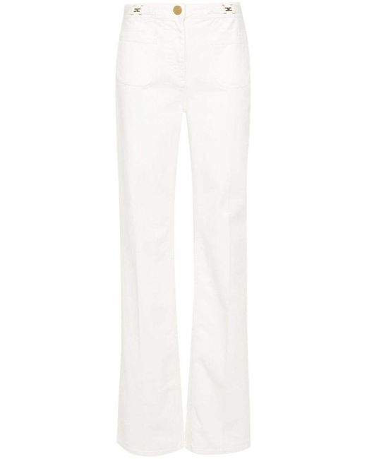 Jeans dritti con placca logo di Elisabetta Franchi in White