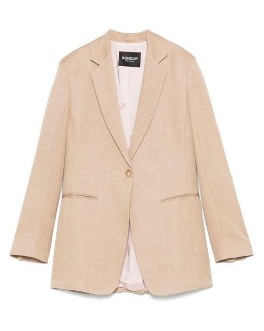 Dondup Natural Single-Breasted Linen Blazer
