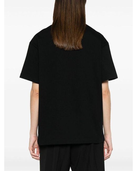 | T-shirt in cotone con piume sul petto | female | NERO | S di Jil Sander in Black