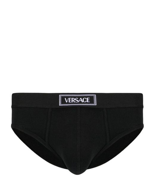 Slip con banda logo anni '90 di Versace in Black da Uomo