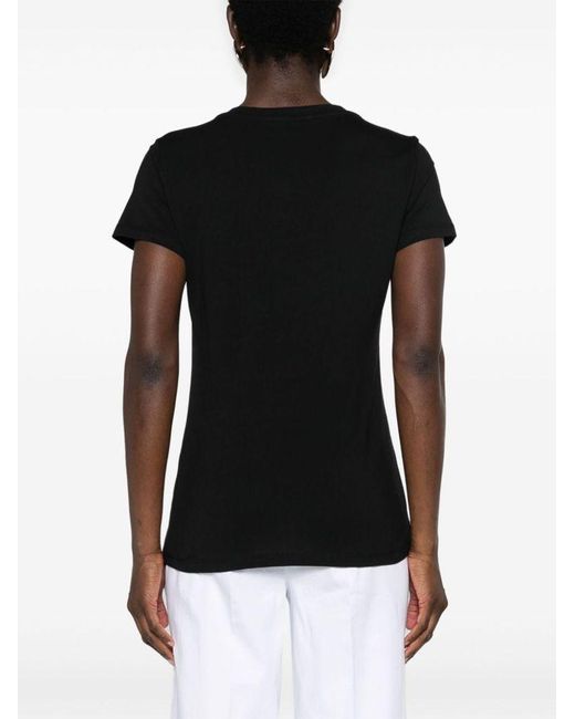 | T-shirt in cotone con logo con strass | female | NERO | S di Liu Jo in Black