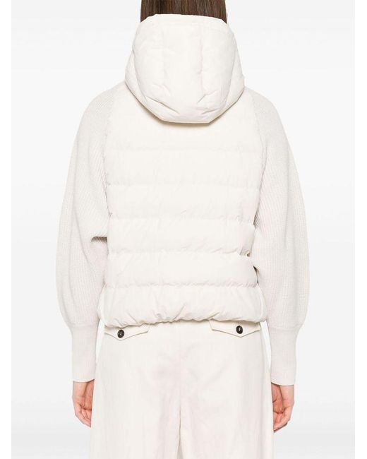 Brunello Cucinelli White Hooded Down Jacket