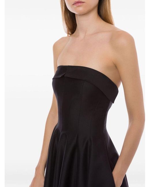 Alberta Ferretti Black Strapless Midi Dress With Flared Skirt