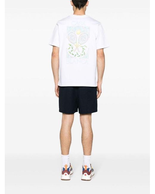 | T-shirt in cotone con stampa tennis frontale e sul retro | unisex | BIANCO | XL di Casablancabrand in White