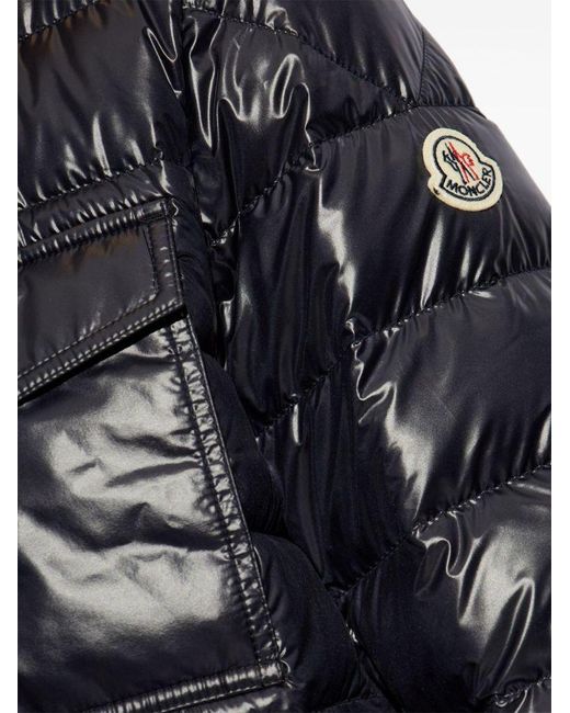 Moncler Blue Down Jacket With Front Press-Stud Fastening for men