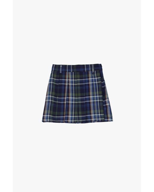 Minigonna Tartan A Pieghe di Dixie in Blue