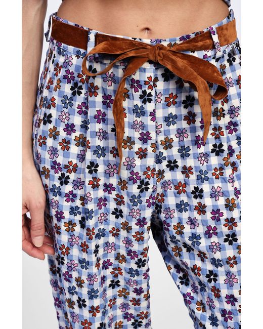 Pantalon Imprimé Taille Haute Dixie en coloris Blue