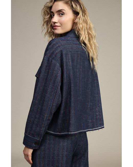Blazer Court À Rayures Avec Poches Plaquées Dixie en coloris Blue
