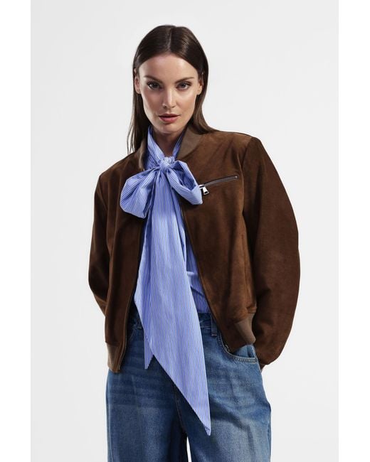 Giacca Bomber Zip Con Tasca di Dixie in Brown