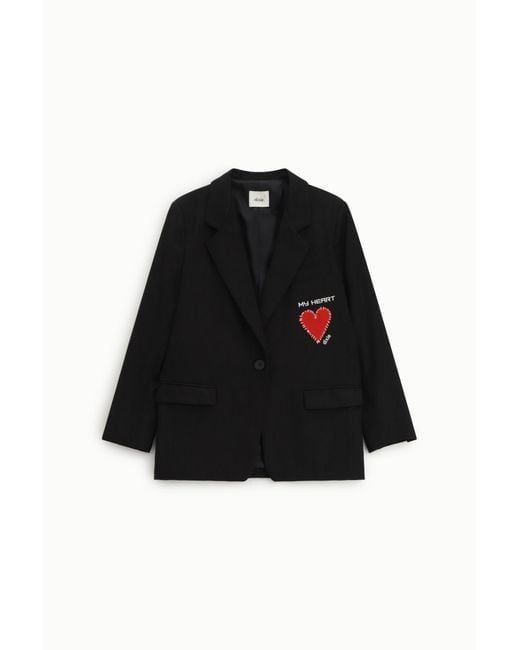 Blazer Regular-Fit Con Cuore Ricamato di Dixie in Black