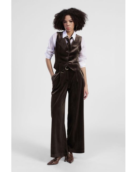 Pantaloni Palazzo Vita Alta Con Pince di Dixie in Blue