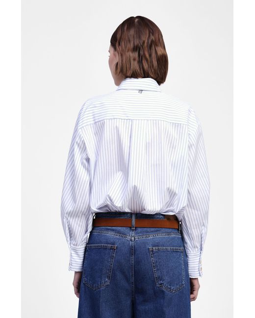 Camicia A Righe Con Collana E Maniche Volume di Dixie in White