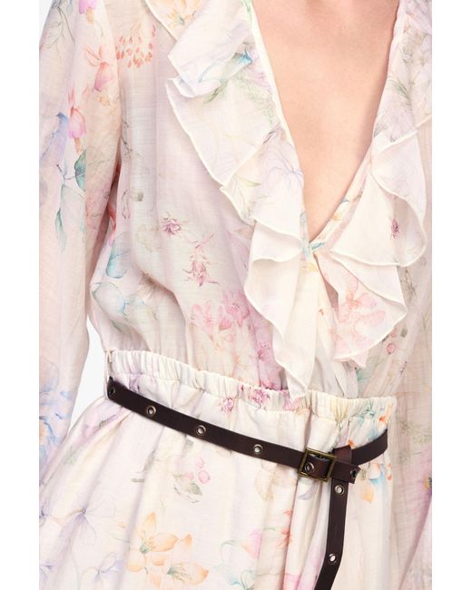 Robe Courte Imprimée Avec Volants Dixie en coloris Multicolor