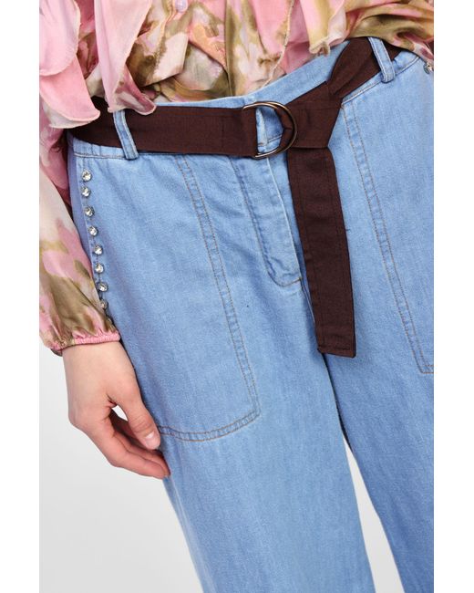 Jeans Ampi Con Cintura Decorativa di Dixie in Blue