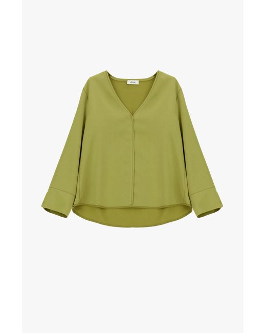 Camicia Ampia Con Scollo A V E Maniche Lunghe di Dixie in Green