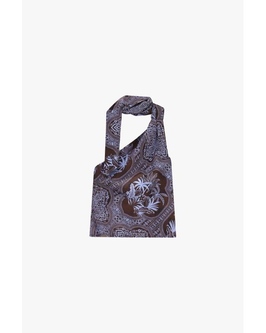 Top Asymétrique À Motif Bandana Avec Nœud Dixie en coloris Blue