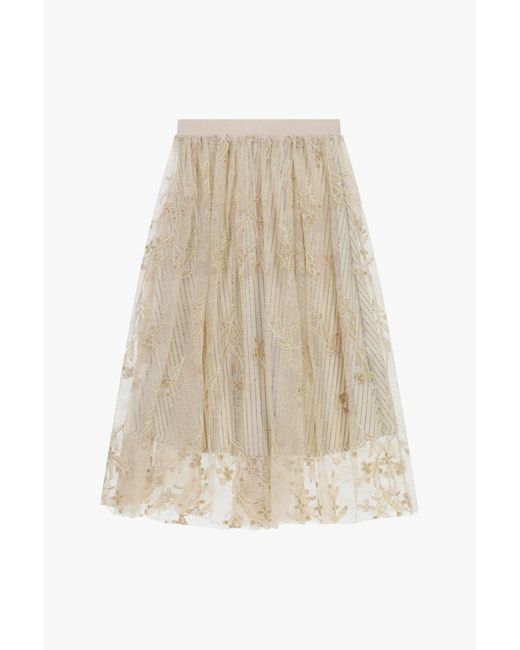 Jupe Longue Brodée À Motif Fleuri Taille Haute Dixie en coloris White