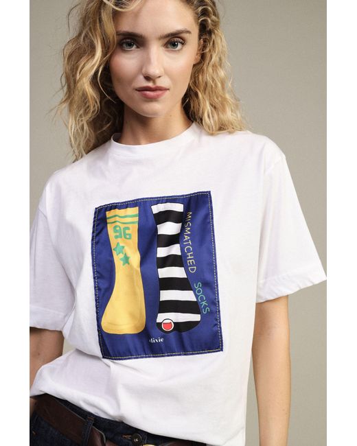 T-Shirt À Motif Chaussettes Coupe Droite Dixie en coloris Blue