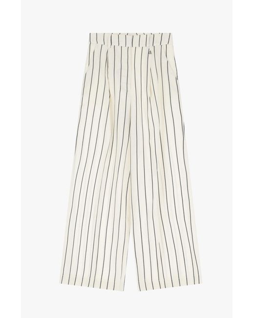 Pantaloni Ampi A Righe A Vita Alta di Dixie in White