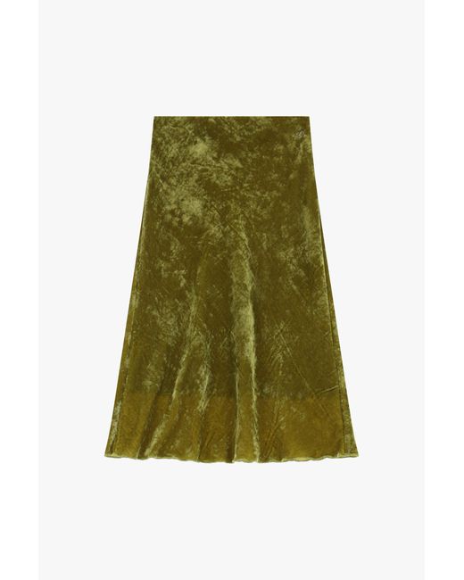Gonna Midi Effetto Velluto di Dixie in Green