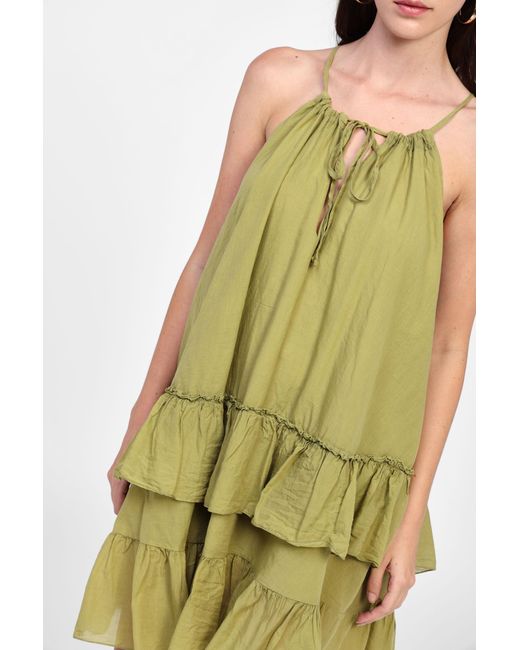 Abito Corto Con Balze E Spalline di Dixie in Green