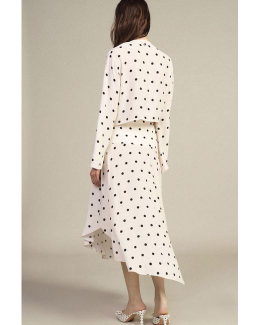 Jupe Longue Asymétrique À Pois Taille Haute Dixie en coloris White