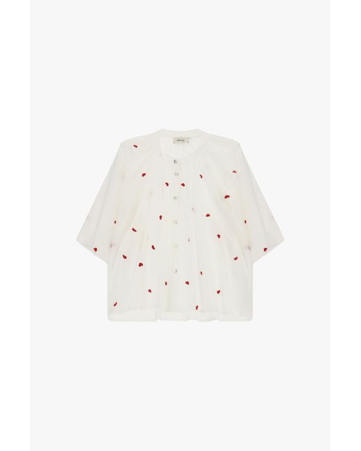 Chemise Ample Manches Courtes À Motif Discret Dixie en coloris White
