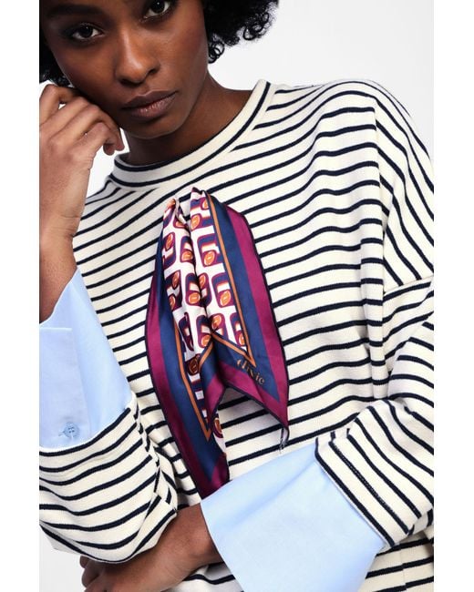 Felpa A Righe Con Scollo Rotondo E Foulard di Dixie in Black