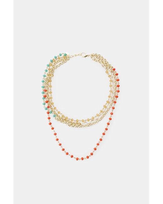 Collana Multistrato Con Perline Colorate di Dixie in White