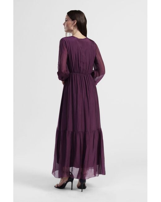 Robe Longue À Manches Longues Et Col En V Dixie en coloris Purple