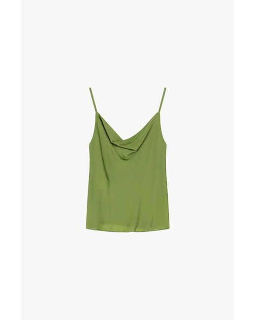 Top Con Spalline Sottili E Scollo A Cascata di Dixie in Green